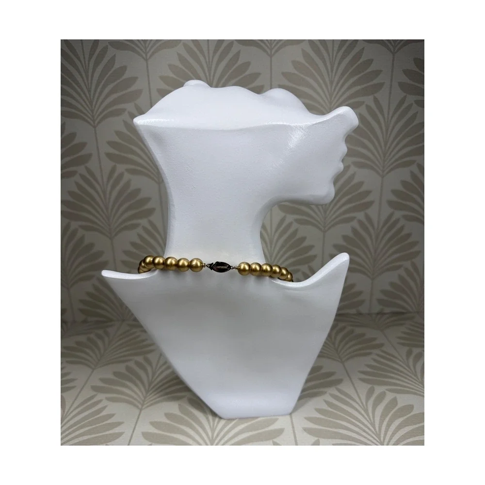 Richelieu Vintage Gold Faux Pearl Strand Necklace Choker Clasp 18 Inch 60s